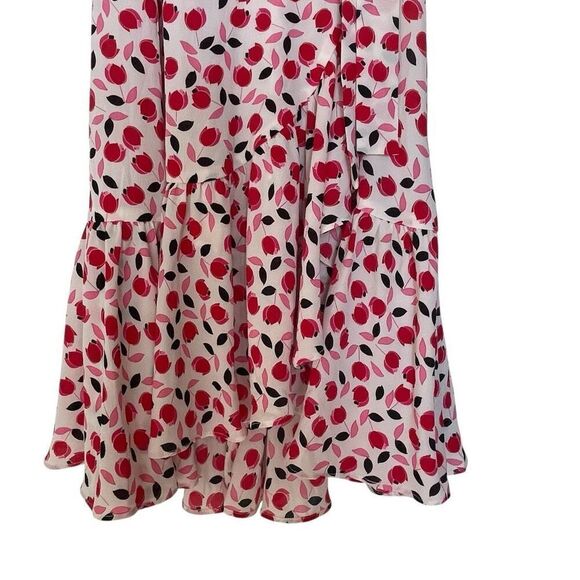 Talbots Red Pink Floral Cascade Faux Wrap Summer Dress Women’s Size 8 Petite 8P - Picture 5 of 7